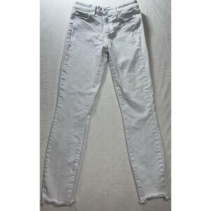 Paige Womens Hoxton Ankle Skinny Jeans 26 Crisp White Denim Frayed Raw Hem